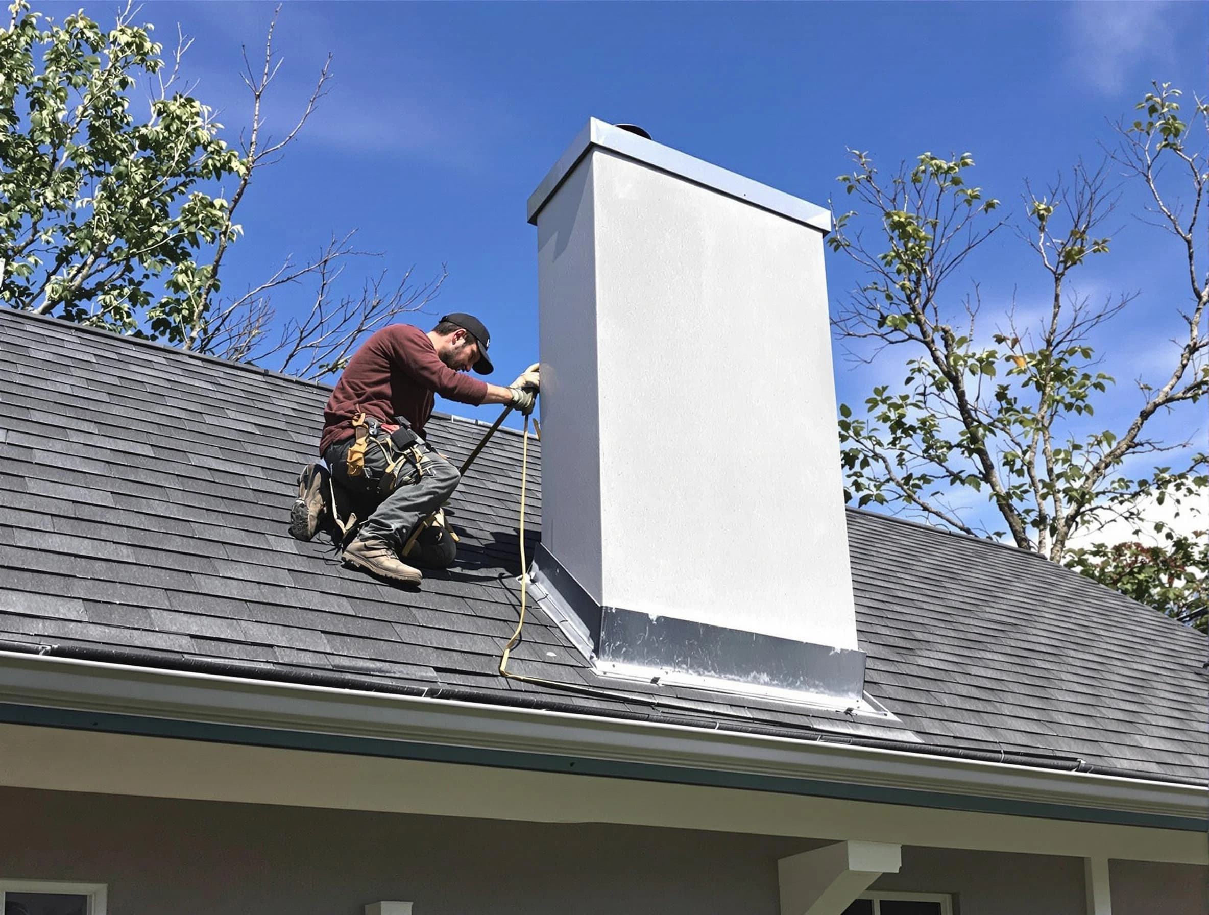 Bridgewater Chimney Sweep team member finishing chimney construction in Bridgewater, NJ