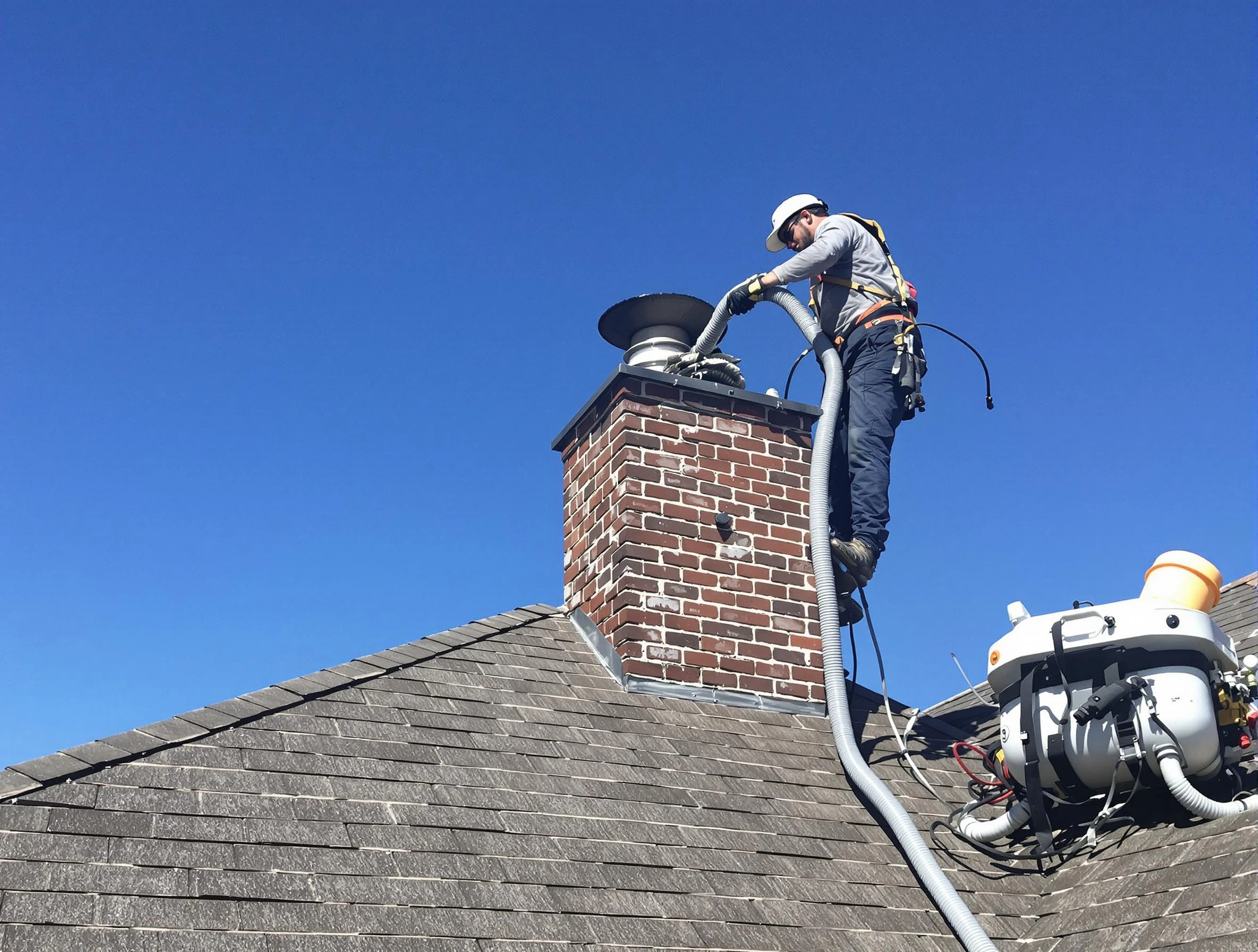 Dedicated Bridgewater Chimney Sweep team member cleaning a chimney in Bridgewater, NJ