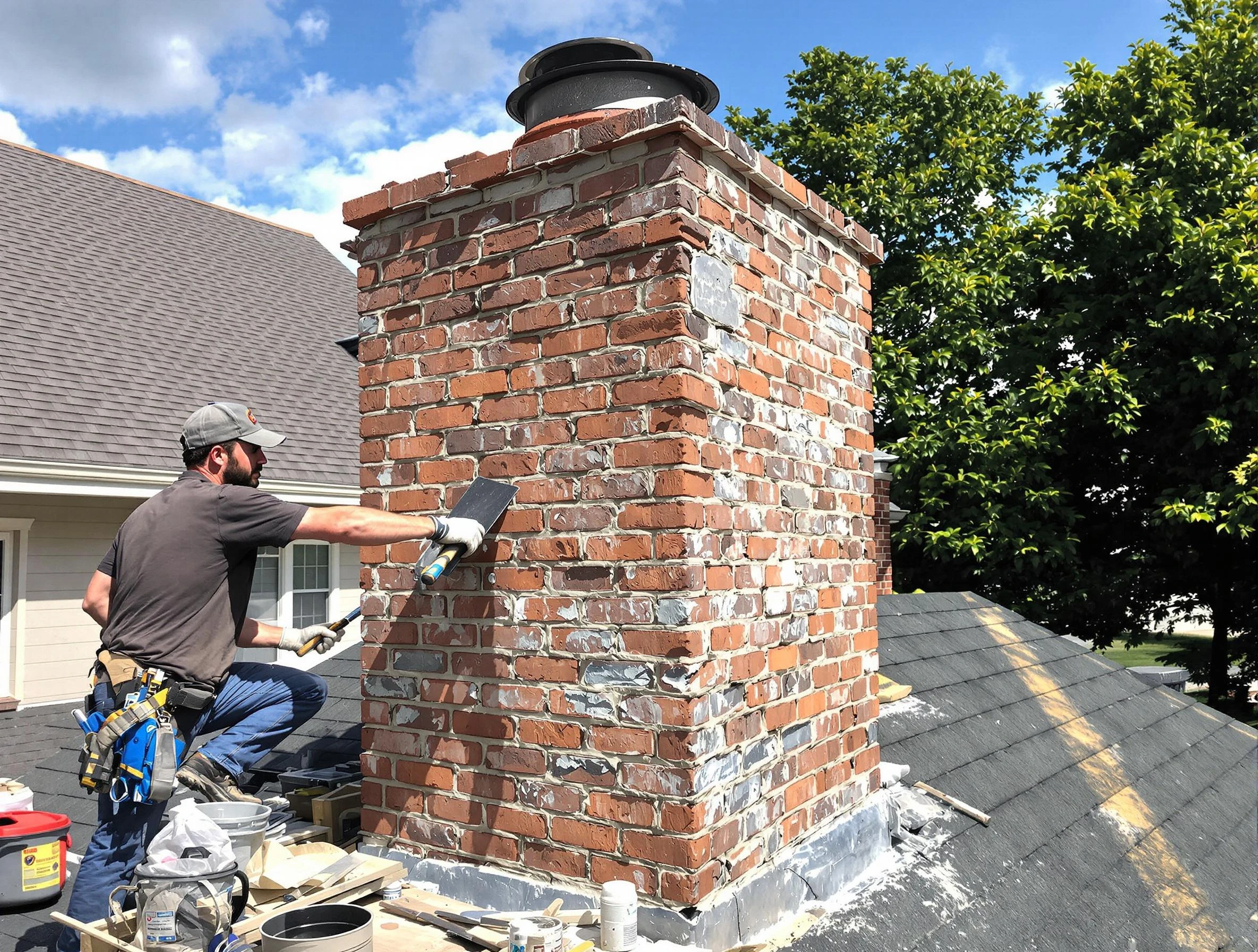 Completed chimney rebuild by Bridgewater Chimney Sweep in Bridgewater, NJ